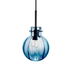 HADELAND GLASSVERK Taklamper|Krystallkuler-KRYSTALLKULE TAKLAMPE OPTIKK STÅLBLÅ 160MM Stålblå