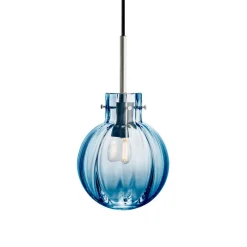 HADELAND GLASSVERK Taklamper|Krystallkuler-KRYSTALLKULE TAKLAMPE OPTIKK STÅLBLÅ 160MM Stålblå