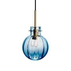 HADELAND GLASSVERK Taklamper|Krystallkuler-KRYSTALLKULE TAKLAMPE OPTIKK STÅLBLÅ 160MM Stålblå