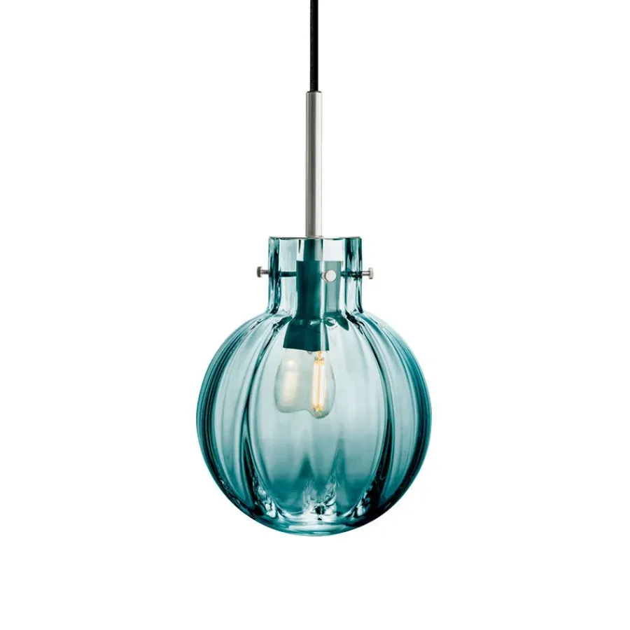 HADELAND GLASSVERK Taklamper|Krystallkuler-KRYSTALLKULE TAKLAMPE OPTIKK BLÅGRØNN 160MM Blågrønn