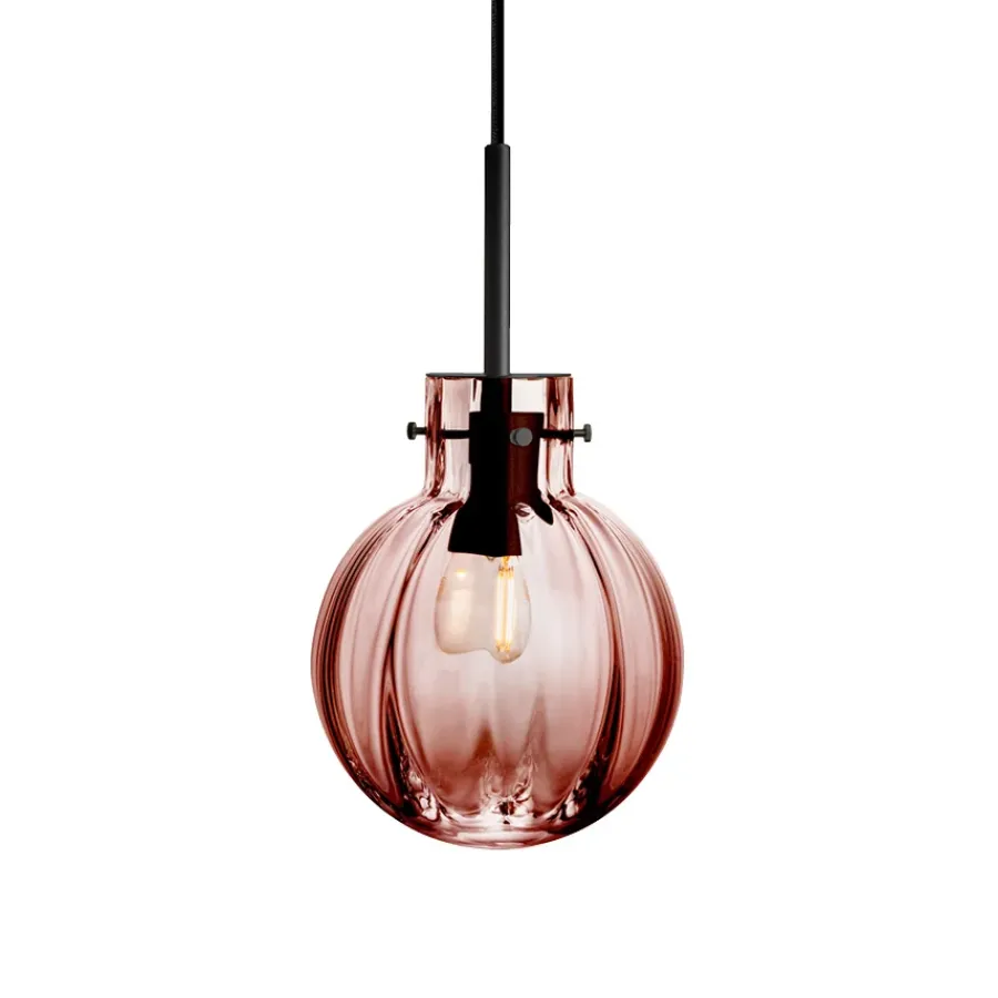 HADELAND GLASSVERK Taklamper|Krystallkuler-KRYSTALLKULE TAKLAMPE OPTIKK MORGENRØD 160MM