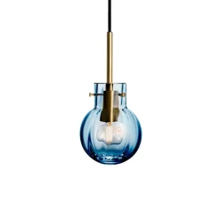 HADELAND GLASSVERK Taklamper|Krystallkuler-KRYSTALLKULE TAKLAMPE OPTIKK STÅLBLÅ 120MM Stålblå