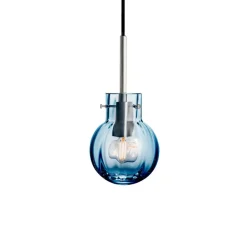 HADELAND GLASSVERK Taklamper|Krystallkuler-KRYSTALLKULE TAKLAMPE OPTIKK STÅLBLÅ 120MM Stålblå
