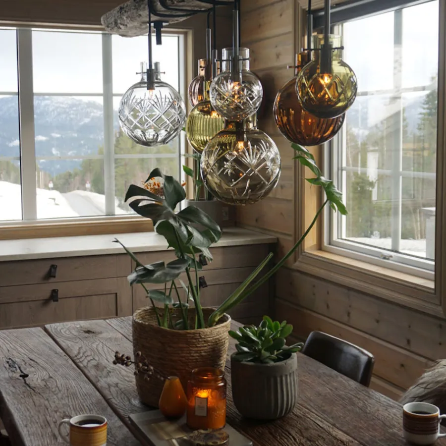 HADELAND GLASSVERK Taklamper|Krystallkuler-KRYSTALLKULE TAKLAMPE RAV 7 STK Flerfarget