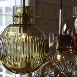 HADELAND GLASSVERK Taklamper|Krystallkuler-KRYSTALLKULE TAKLAMPE SKJÆR 160MM Kakao