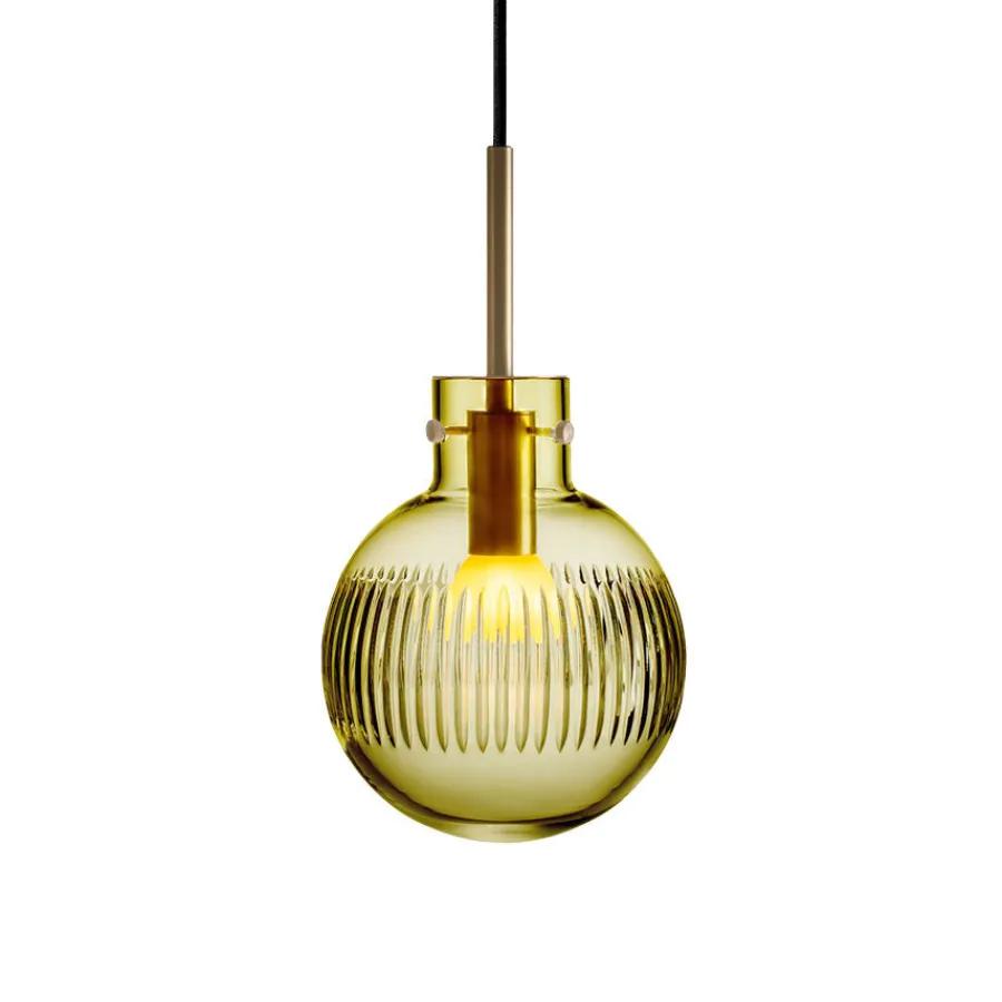 HADELAND GLASSVERK Taklamper|Krystallkuler-KRYSTALLKULE TAKLAMPE SKJÆR 160MM Oliven