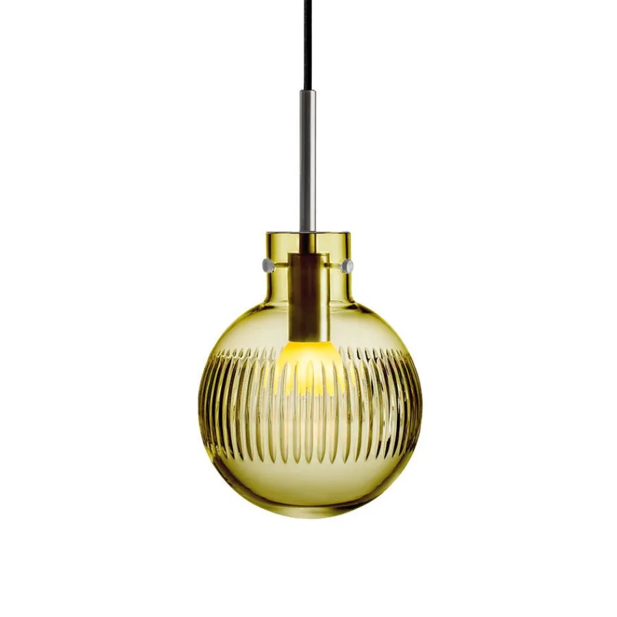 HADELAND GLASSVERK Taklamper|Krystallkuler-KRYSTALLKULE TAKLAMPE SKJÆR 160MM Oliven