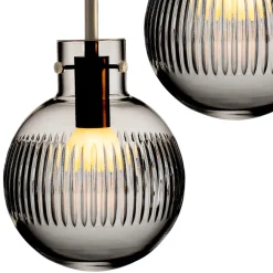 HADELAND GLASSVERK Taklamper|Krystallkuler-KRYSTALLKULE TAKLAMPE SKJÆR RØKGRÅ 160MM Røkgrå