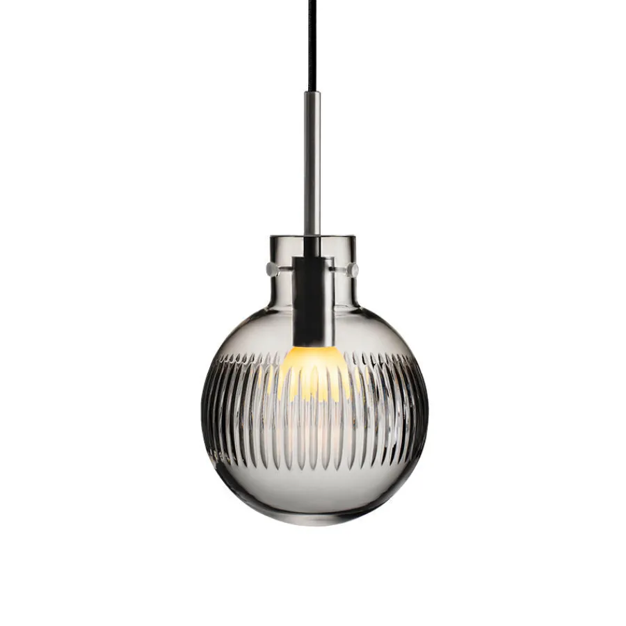 HADELAND GLASSVERK Taklamper|Krystallkuler-KRYSTALLKULE TAKLAMPE SKJÆR RØKGRÅ 160MM Røkgrå