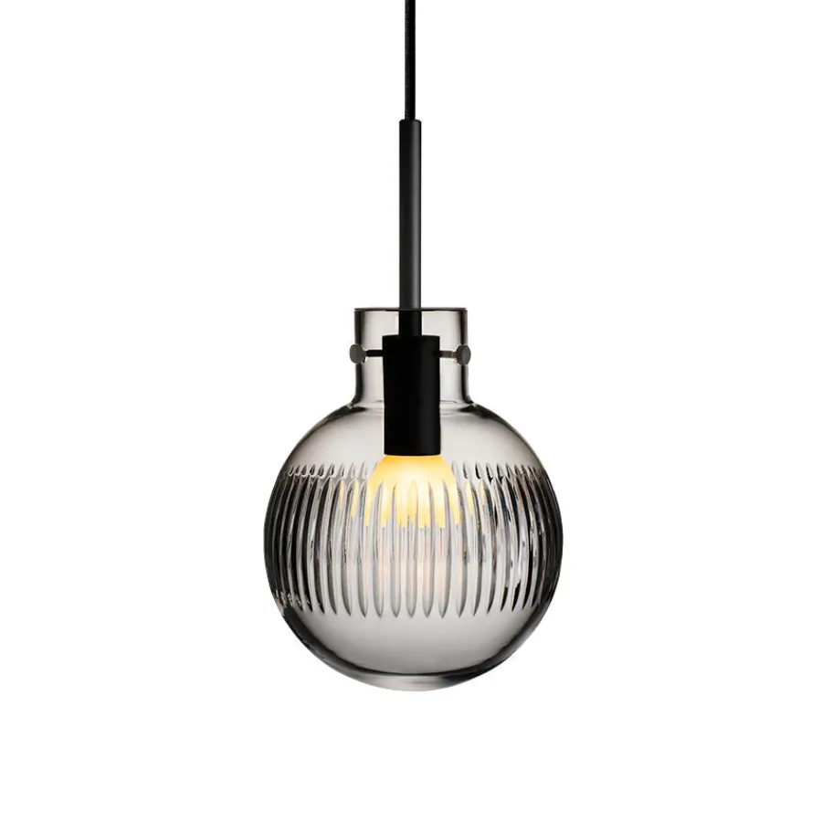 HADELAND GLASSVERK Taklamper|Krystallkuler-KRYSTALLKULE TAKLAMPE SKJÆR RØKGRÅ 160MM Røkgrå
