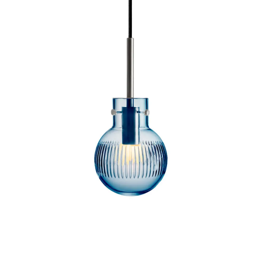 HADELAND GLASSVERK Taklamper|Krystallkuler-KRYSTALLKULE TAKLAMPE SKJÆR STÅLBLÅ 120MM Stålblå