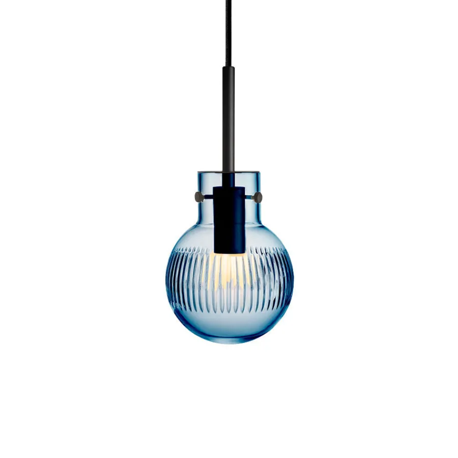HADELAND GLASSVERK Taklamper|Krystallkuler-KRYSTALLKULE TAKLAMPE SKJÆR STÅLBLÅ 120MM Stålblå