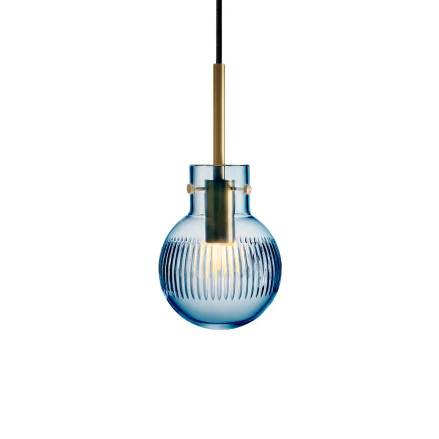 HADELAND GLASSVERK Taklamper|Krystallkuler-KRYSTALLKULE TAKLAMPE SKJÆR STÅLBLÅ 120MM Stålblå