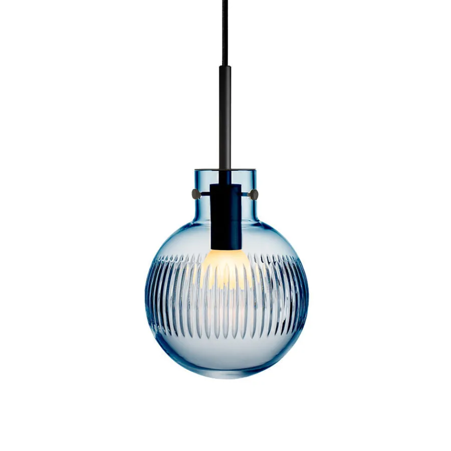 HADELAND GLASSVERK Taklamper|Krystallkuler-KRYSTALLKULE TAKLAMPE SKJÆR STÅLBLÅ 160MM Stålblå