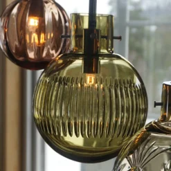 HADELAND GLASSVERK Taklamper|Krystallkuler-KRYSTALLKULE TAKLAMPE SKJÆR STÅLBLÅ 160MM Stålblå