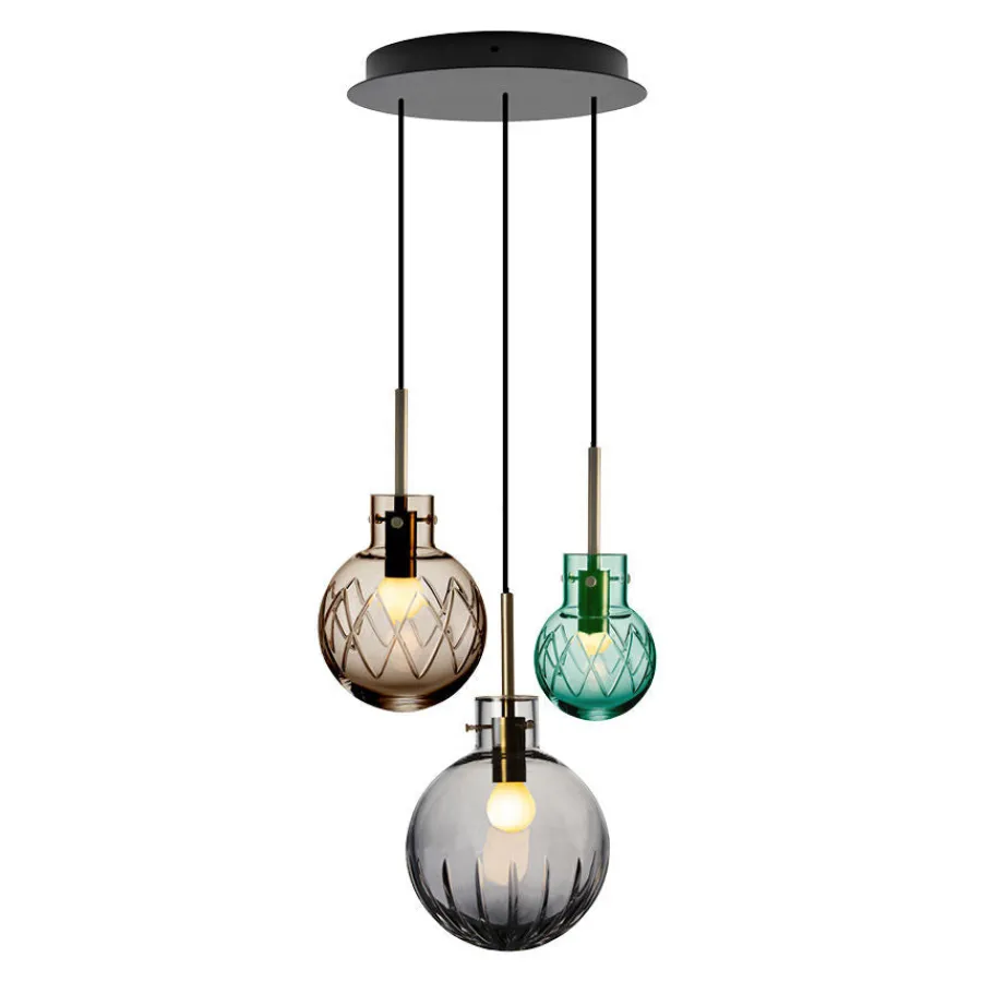 HADELAND GLASSVERK Taklamper|Krystallkuler-KRYSTALLKULE TAKLAMPE SKUMRING 3 STK Flerfarget