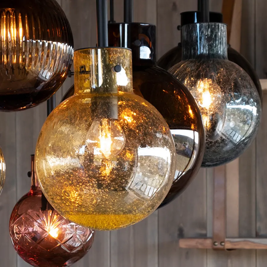 HADELAND GLASSVERK Taklamper|Krystallkuler-KRYSTALLKULE TAKLAMPE SODA RØKGRÅ 120MM Røkgrå