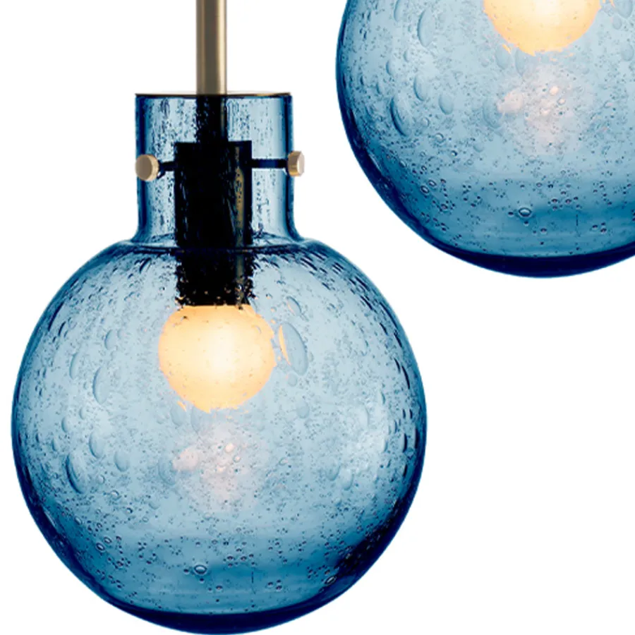 HADELAND GLASSVERK Taklamper|Krystallkuler-KRYSTALLKULE TAKLAMPE SODA STÅLBLÅ 160MM Stålblå