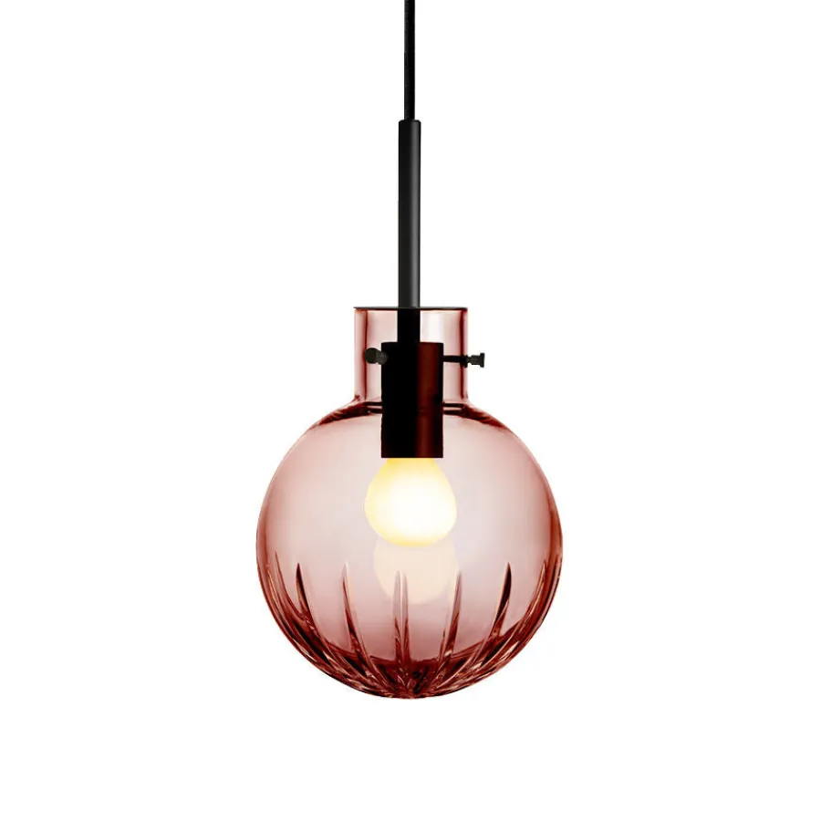 HADELAND GLASSVERK Taklamper|Krystallkuler-KRYSTALLKULE TAKLAMPE STOR STJERNE MORGENRØD 160MM Morgenrød