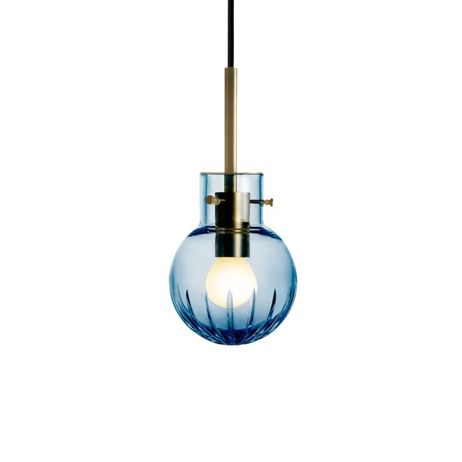 HADELAND GLASSVERK Taklamper|Krystallkuler-KRYSTALLKULE TAKLAMPE STOR STJERNE STÅLBLÅ 120MM Stålblå