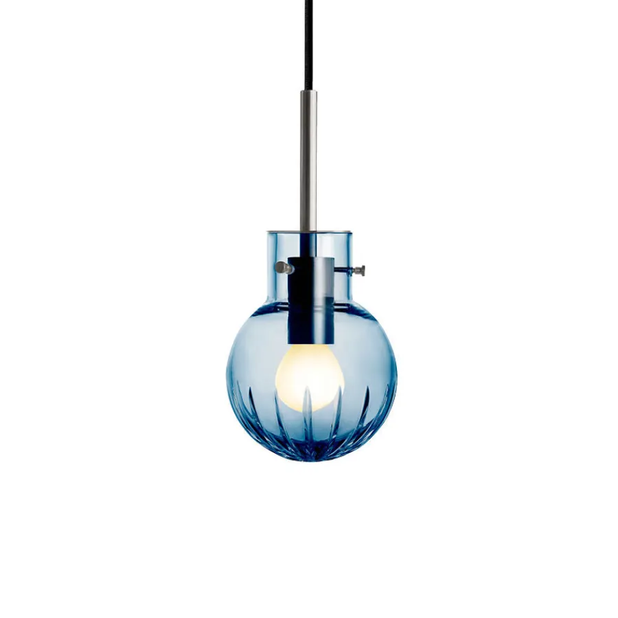 HADELAND GLASSVERK Taklamper|Krystallkuler-KRYSTALLKULE TAKLAMPE STOR STJERNE STÅLBLÅ 120MM Stålblå