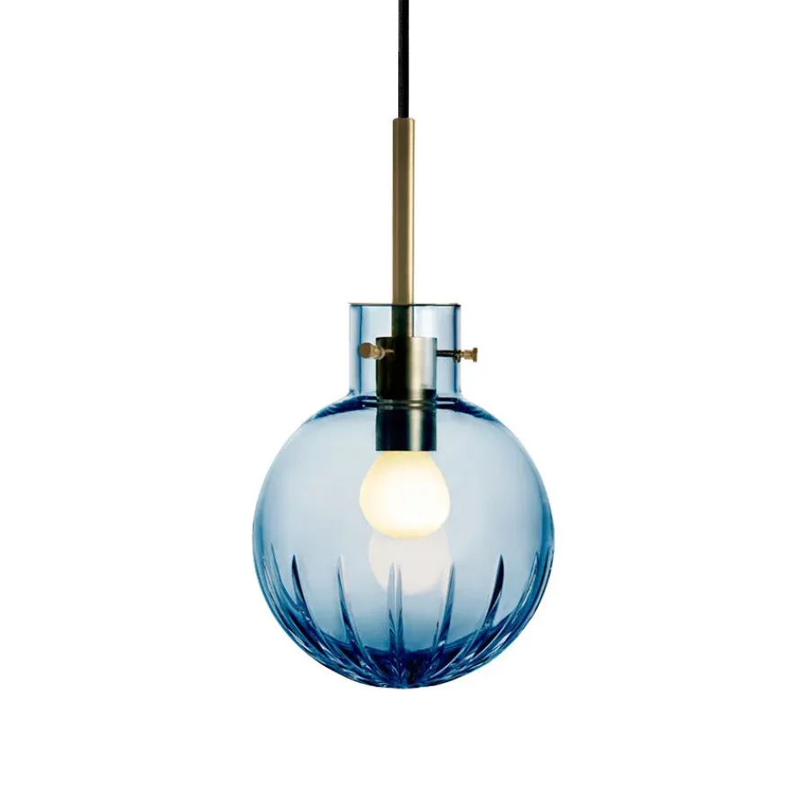 HADELAND GLASSVERK Taklamper|Krystallkuler-KRYSTALLKULE TAKLAMPE STOR STJERNE STÅLBLÅ 160MM Stålblå
