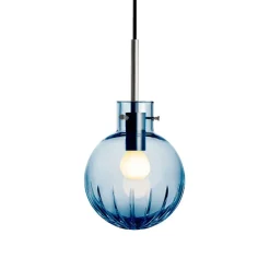 HADELAND GLASSVERK Taklamper|Krystallkuler-KRYSTALLKULE TAKLAMPE STOR STJERNE STÅLBLÅ 160MM Stålblå