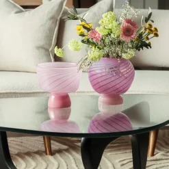 HADELAND GLASSVERK AS Dekorfat Og -Boller|Kunstglass-MARI SKÅL / Rosa