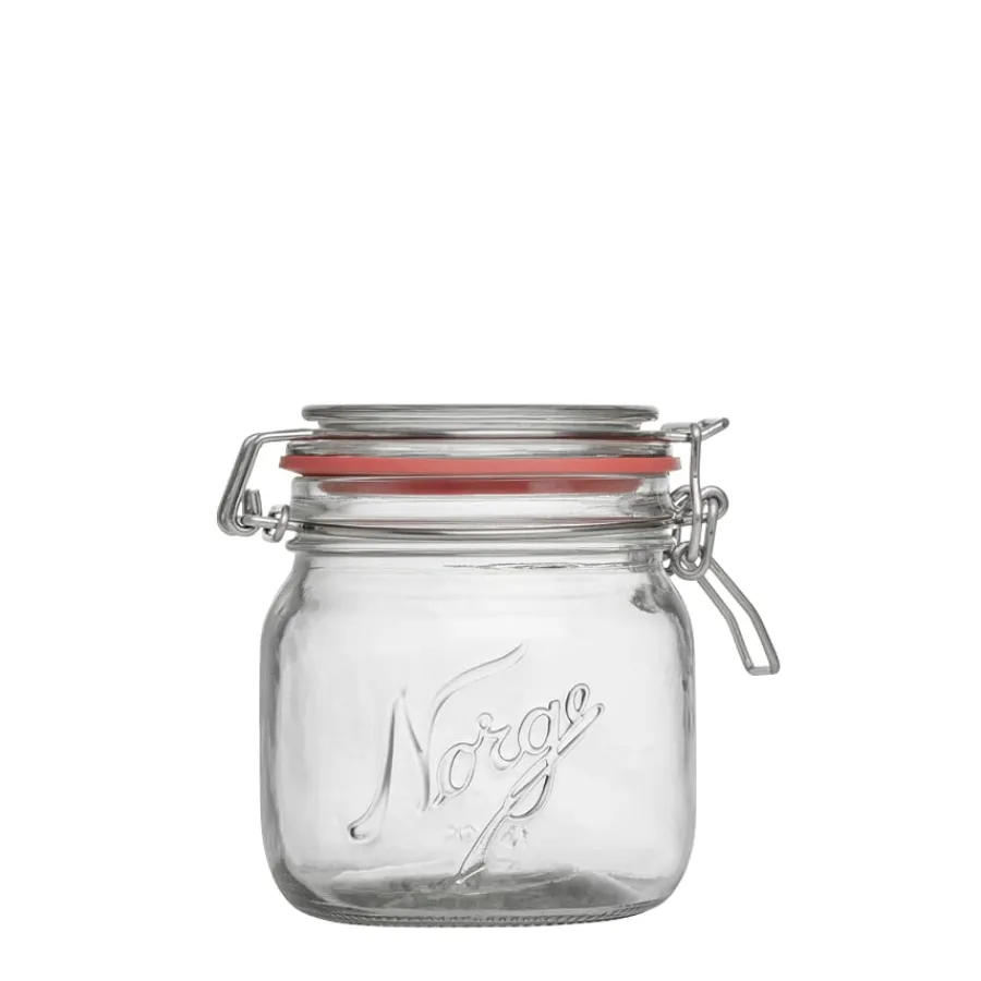 NORGESGLASSET Oppbevaring Og Krukker-OPPBEVARINGSGLASS 0,4L HENGSLET LOKK 4PK