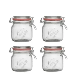 NORGESGLASSET Oppbevaring Og Krukker-OPPBEVARINGSGLASS 0,4L HENGSLET LOKK 4PK
