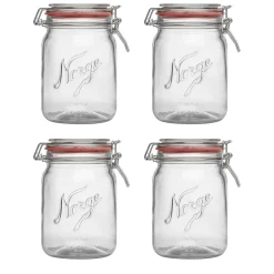 NORGESGLASSET Oppbevaring Og Krukker-OPPBEVARINGSGLASS 0,7L HENGSLET LOKK 4PK