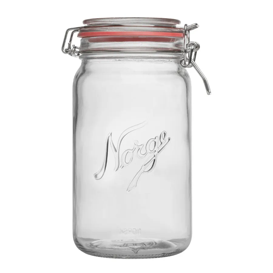 NORGESGLASSET Oppbevaring Og Krukker-OPPBEVARINGSGLASS 1L HENGSLET LOKK Klar