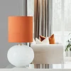 HADELAND GLASSVERK Bordlamper|Bordlamper-SENJA BORDLAMPE HVIT M. MESSING ARMATUR, HVIT 30*30 SKJERM