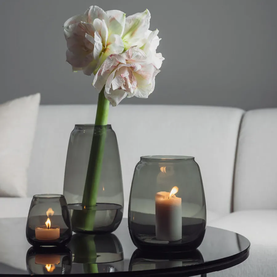 HADELAND GLASSVERK AS Vaser-SICCORI VASE 11 CM RØKGRÅ Røkgrå