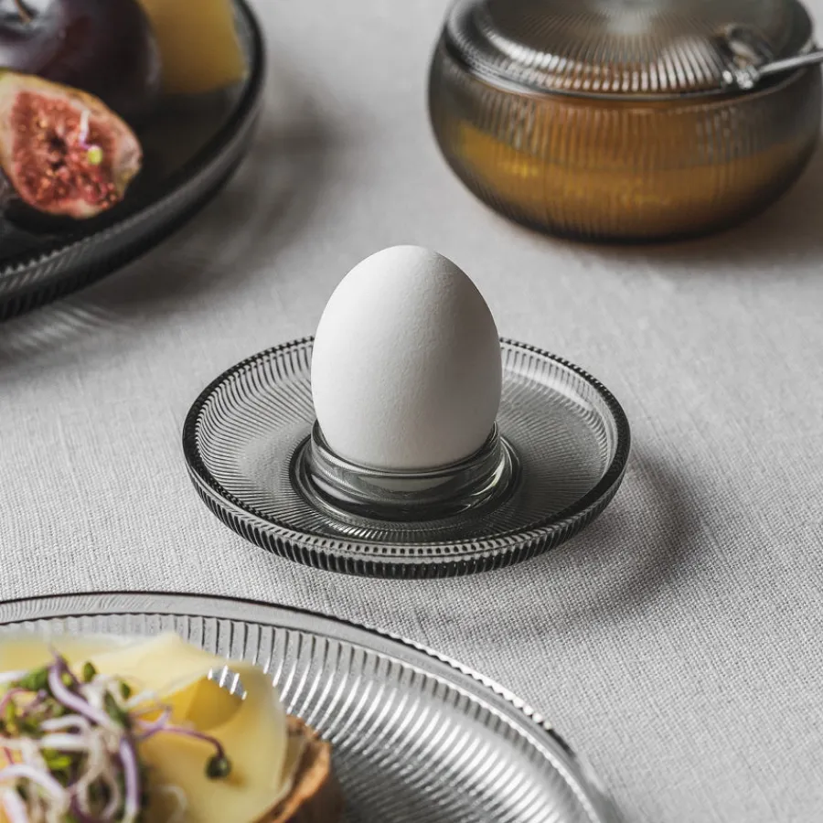 HADELAND GLASSVERK AS Tallerken Og Servise-SIRI EGGEGLASS 4 PK RØKGRÅ Røkgrå