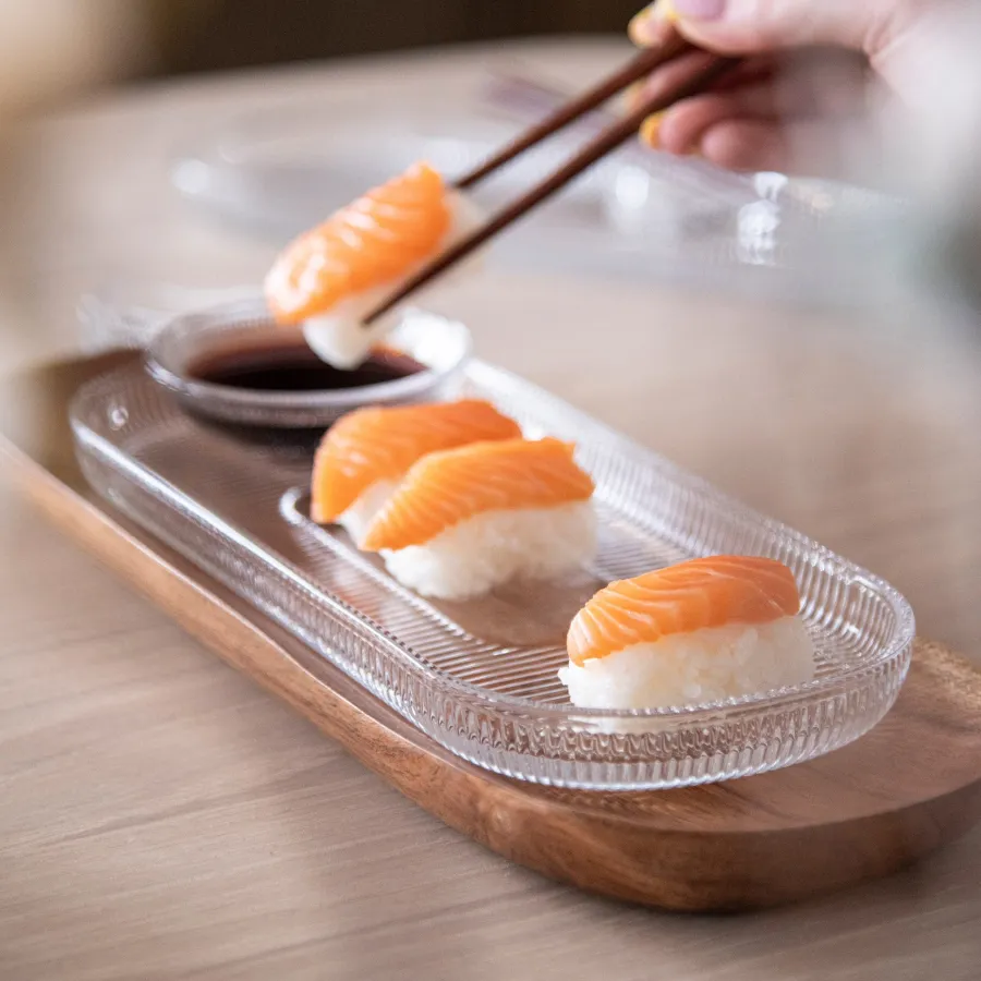 HADELAND GLASSVERK Tallerken Og Servise-SIRI SUSHISETT 2 PERS 8 DELER KLAR