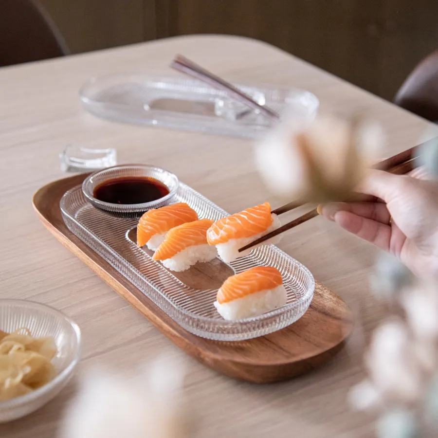 HADELAND GLASSVERK Tallerken Og Servise-SIRI SUSHISETT 2 PERS 8 DELER KLAR