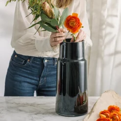 HADELAND GLASSVERK AS Vaser-TINDRE VASE RØKGRÅ 40 CM Røkgrå