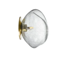 HADELAND GLASSVERK Vegglamper|Vegglamper-VEGGLAMPE M/SODA MED INNFELDT MESSING OPPHENG Klar