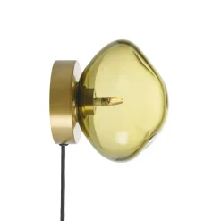 HADELAND GLASSVERK Vegglamper|Vegglamper-VEGGLAMPE OLIVEN MED UTVENDIG MESSING OPPHENG